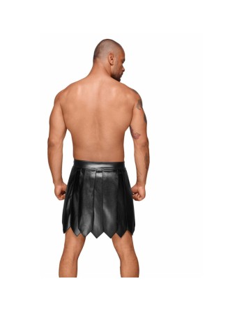 H053 Jupe gladiateur pour homme en cuir écologique avec plis en PVC