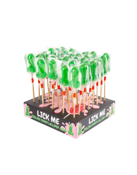 Présentoir sucette candy pénis à la menthe avec effet froid 40 pièces