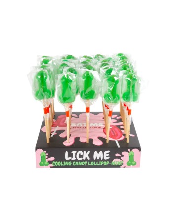 Présentoir sucette candy pénis à la menthe avec effet froid 40 pièces
