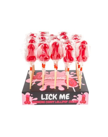 Présentoir sucette candy pénis à la cerise avec effet de la chaleur épicé 40 pièces
