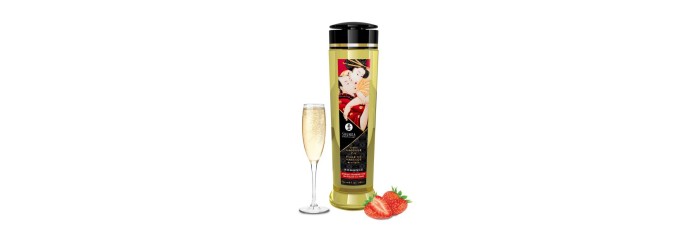 Huile de massage érotique - Romance - Vin pétillant fraise - 240 ml