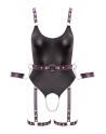 Body à jarretelles ouvert avec menottes - Cottelli Bondage