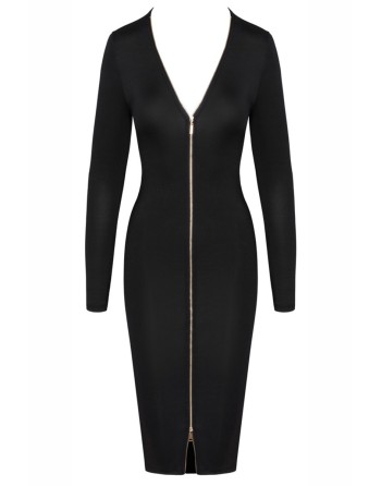 Robe noire midi à manches longues -  Cotelly Party