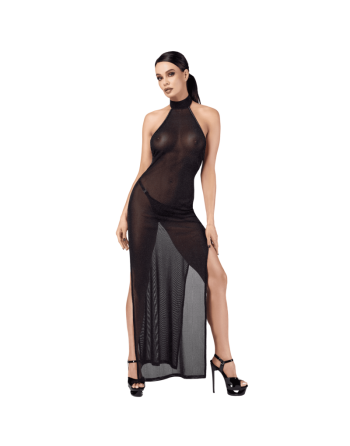 F372 Onyx Robe longue à deux fentes