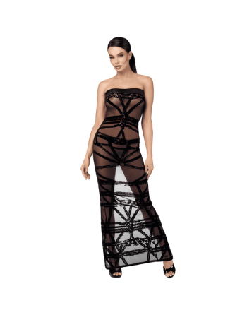 F358 Bondesque Opera Robe longue épaule décolletée