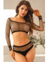 Ensemble lingerie 2 pièces en résille noire - J Lingerie