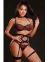 Ensemble lingerie 5 pièces vert et rouge - J Lingerie
