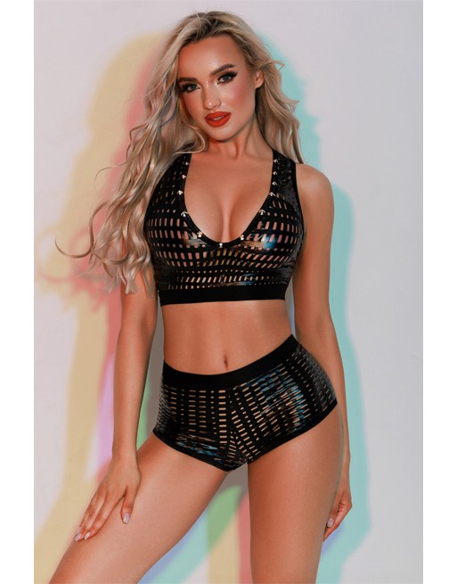 Ensemble Top et Shorty noir - J Lingerie